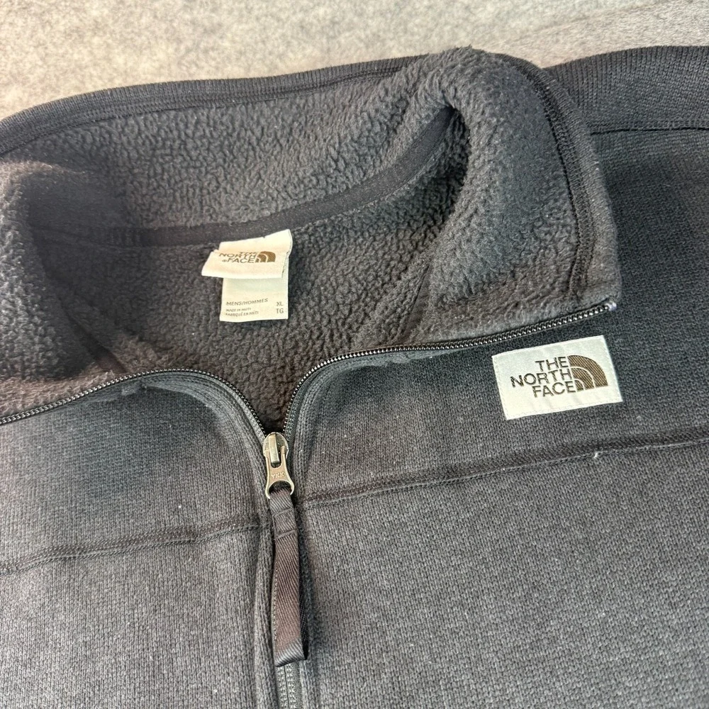 North Face Sweater Mens XL Black 1/4 Zip Pullover Fleece Shacket‎ Block Logo